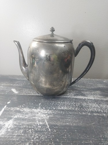 Antique silver plate tea pot - plate,